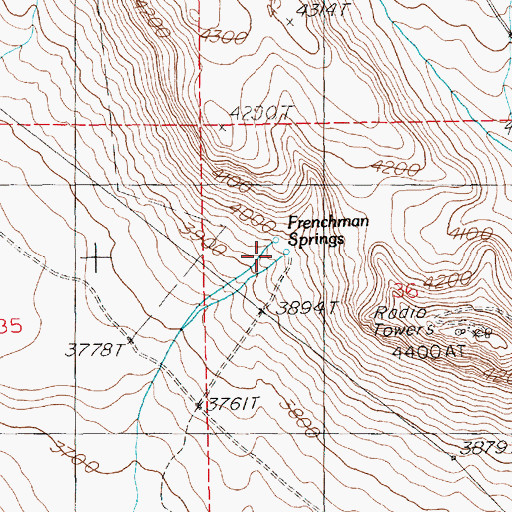 Topographic Map of Frenchman Spring, ID