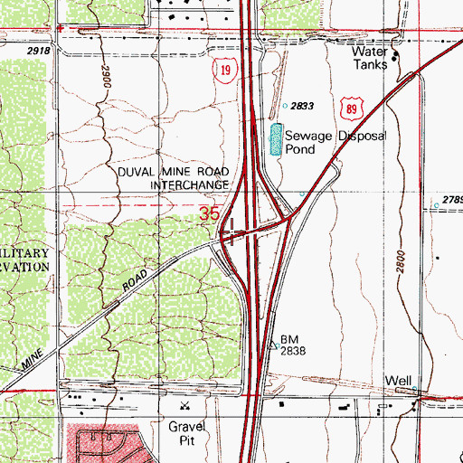 Topographic Map of Duval Mine Road Interchange, AZ