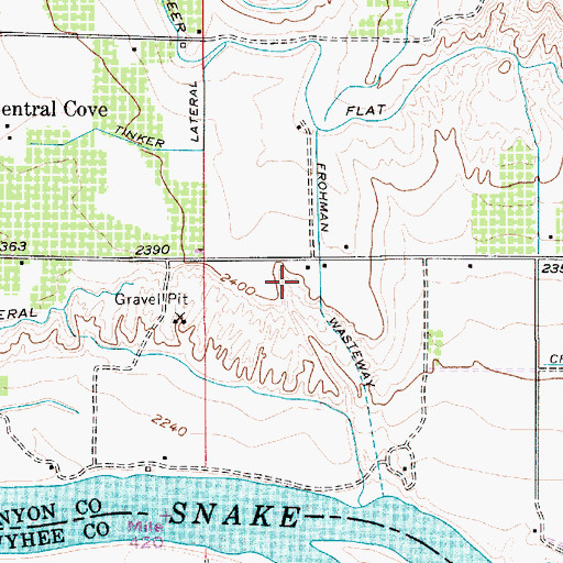 Topographic Map of Frohman Wasteway, ID