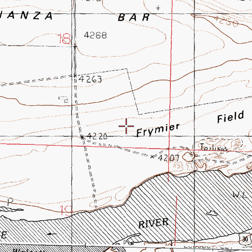 Topographic Map of Frymier Field, ID