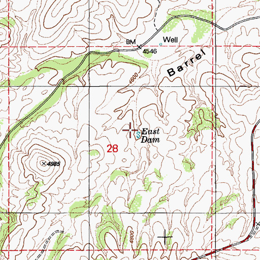 Topographic Map of East Dam, AZ