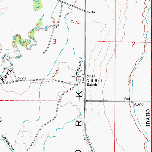 Topographic Map of G H Hall Ranch, ID