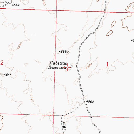 Topographic Map of Gabettas Reservoir, ID