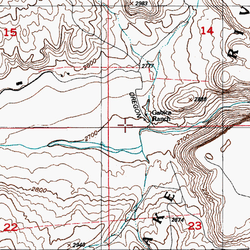 Topographic Map of Gabica Ranch, ID