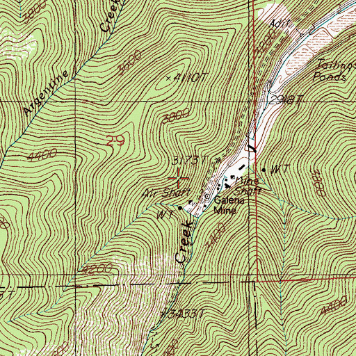 Topographic Map of Galena Mine, ID
