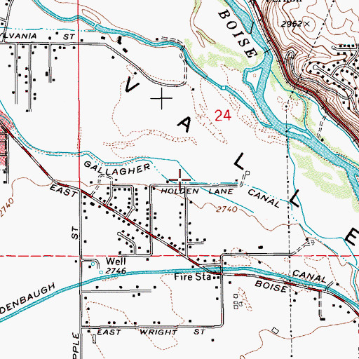 Topographic Map of Gallagher Canal, ID