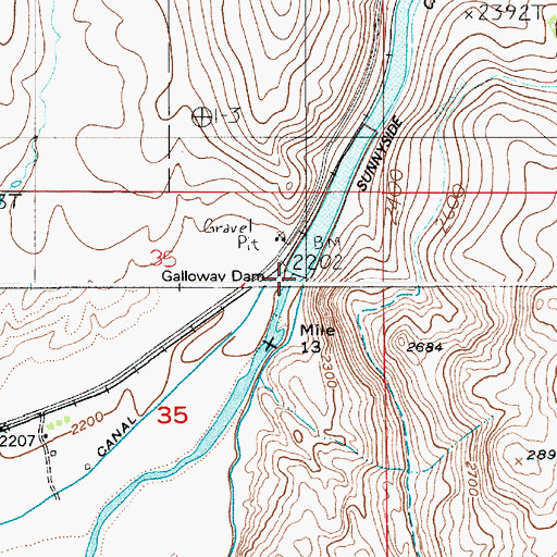 Topographic Map of Galloway Dam, ID