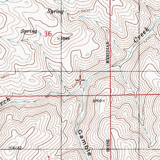 Topographic Map of Gamble Gulch, ID