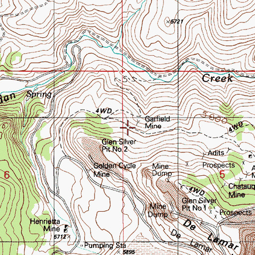 Topographic Map of Garfield Mine, ID
