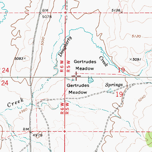 Topographic Map of Gertrudes Meadow, ID