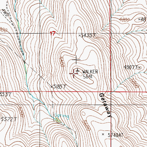 Topographic Map of Getaway Mountain, ID