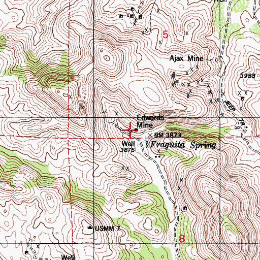Topographic Map of Edwards Mine, AZ