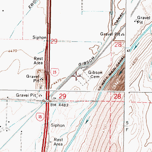 Topographic Map of Gibson Cemetery, ID