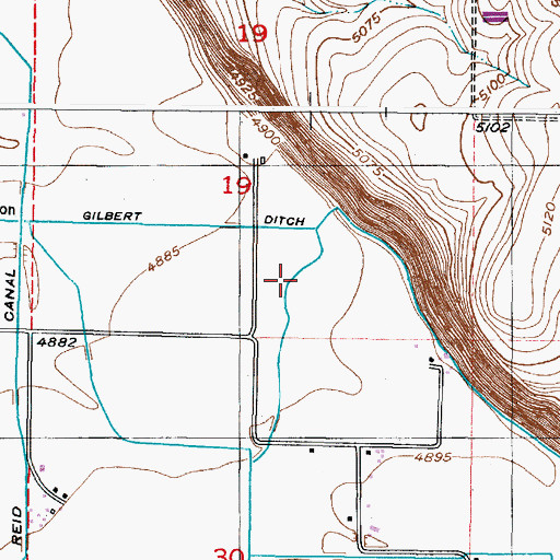 Topographic Map of Gilbert Ditch, ID
