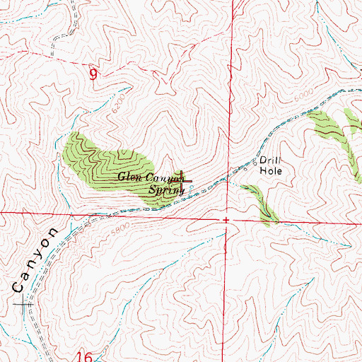 Topographic Map of Glen Canyon Spring, ID
