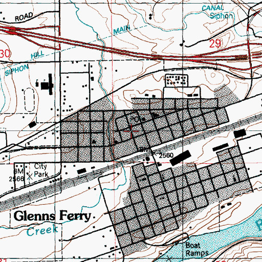 Topographic Map of Glenns Ferry, ID