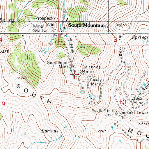 Topographic Map of Golconda Mine, ID