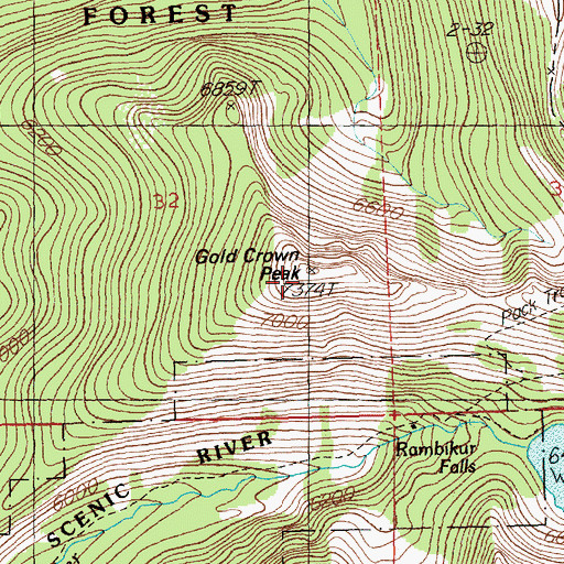 Topographic Map of Gold Crown Peak, ID