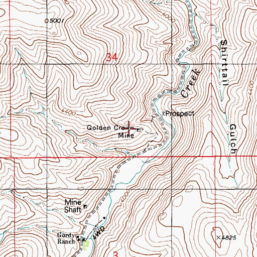 Topographic Map of Golden Crown Mine, ID