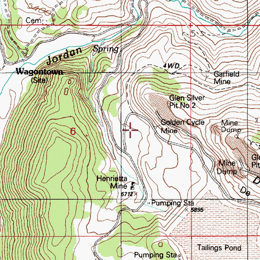 Topographic Map of Golden Cycle Mine, ID