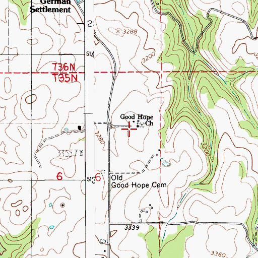 Topographic Map of Good Hope Church, ID