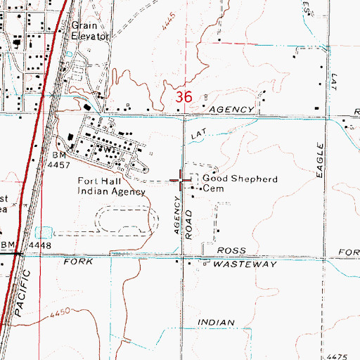 Topographic Map of Good Shepherd Cemetery, ID