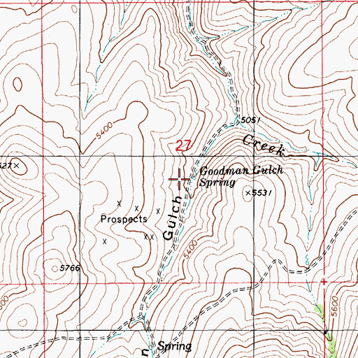 Topographic Map of Goodman Gulch Spring, ID