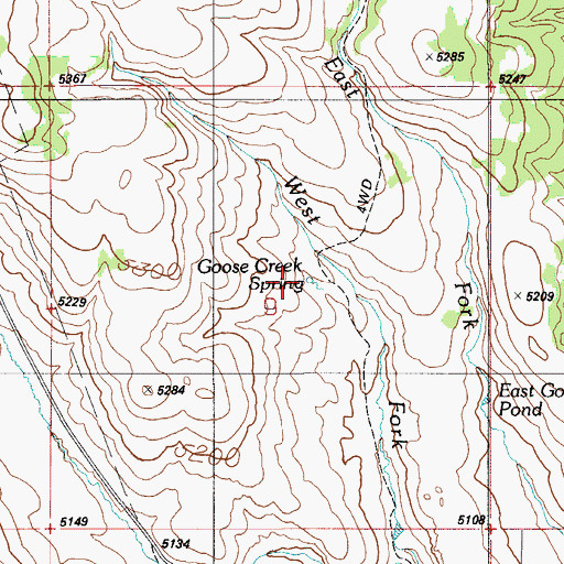 Topographic Map of Goose Creek Spring, ID