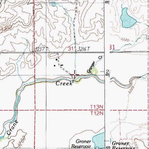 Topographic Map of Granger Creek, ID
