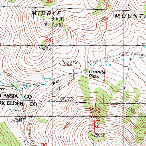 Topographic Map of Granite Pass, ID