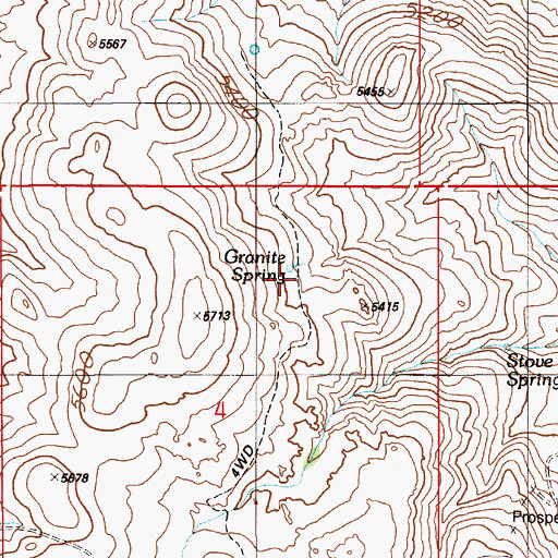 Topographic Map of Granite Spring, ID