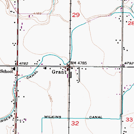 Topographic Map of Grant, ID