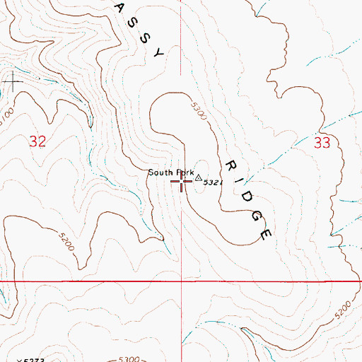 Topographic Map of Grassy Ridge, ID