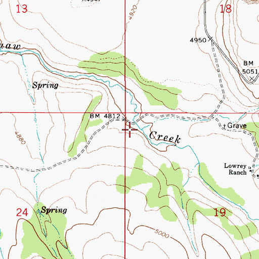 Topographic Map of Grave Creek, ID