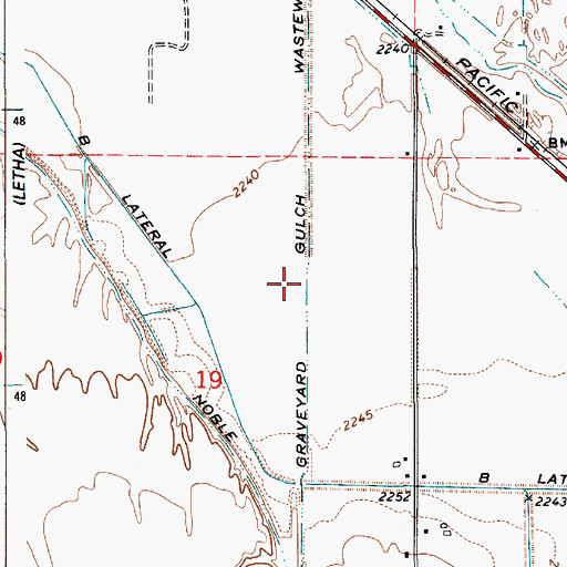 Topographic Map of Graveyard Gulch Wasteway, ID