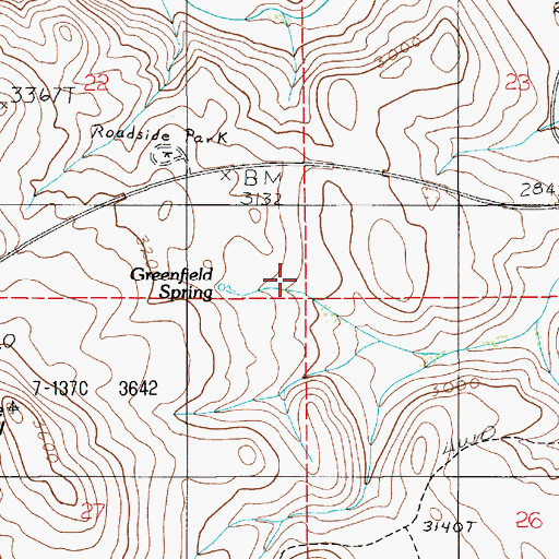 Topographic Map of Greenfield Spring, ID