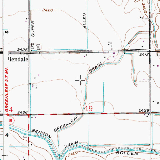 Topographic Map of Greenleaf Drain, ID