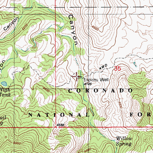 Topographic Map of Espiritu Well, AZ