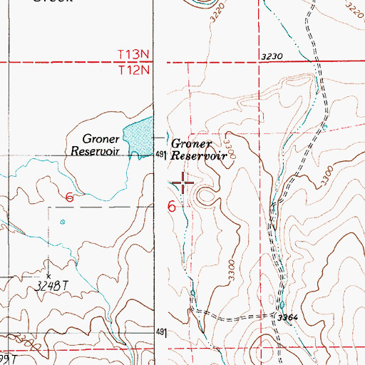 Topographic Map of Groner Reservoir, ID
