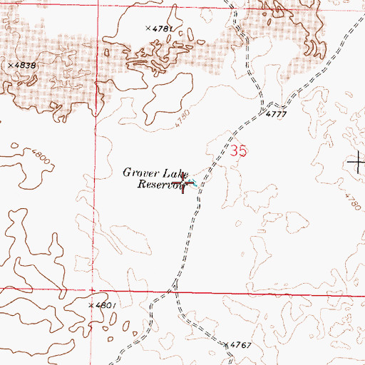 Topographic Map of Grover Lake Reservoir, ID