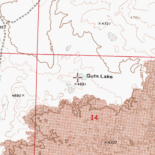 Topographic Map of Guts Lake, ID