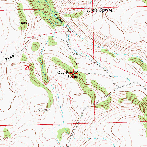 Topographic Map of Guy Kinyon Cabin, ID