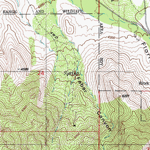 Topographic Map of Faber Spring, AZ