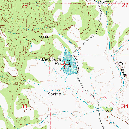 Topographic Map of Hackberry Reservoir, ID