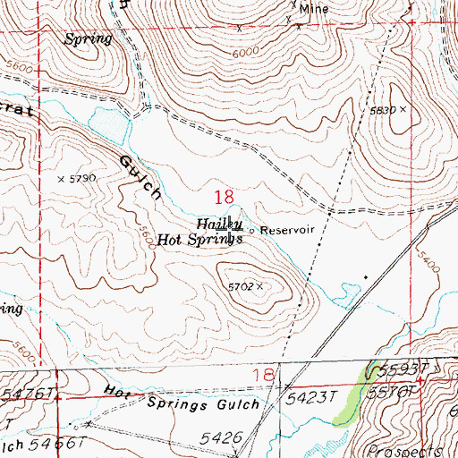 Topographic Map of Hailey Hot Springs, ID