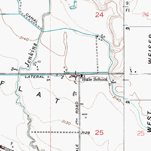Topographic Map of Hale School, ID