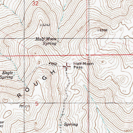 Topographic Map of Half Moon Pass, ID