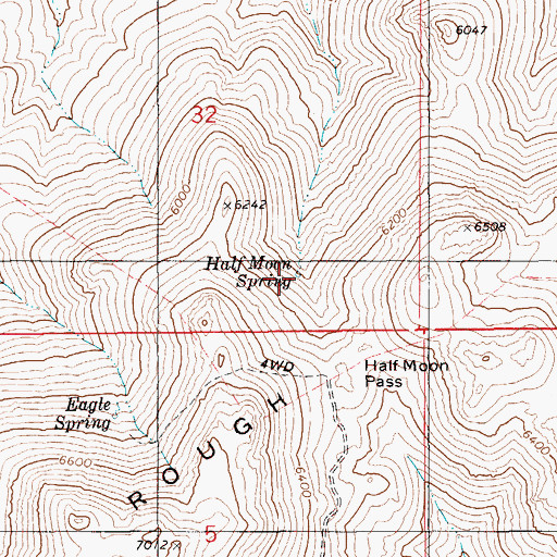 Topographic Map of Half Moon Spring, ID