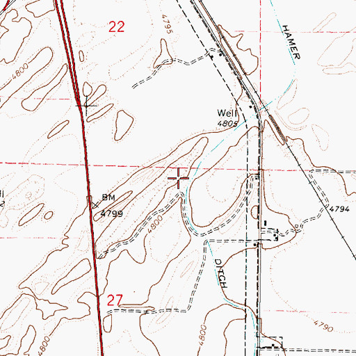 Topographic Map of Hamer Ditch, ID