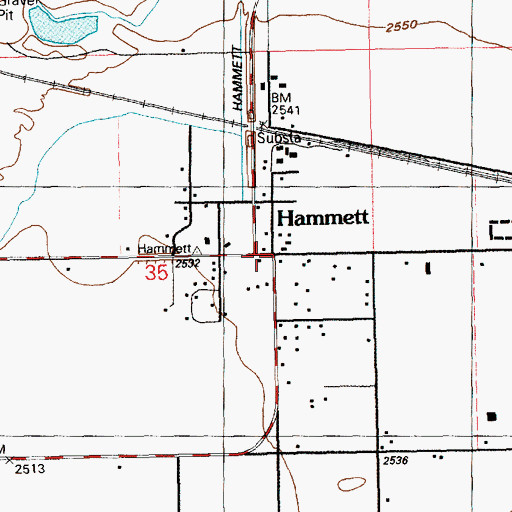 Topographic Map of Hammett, ID